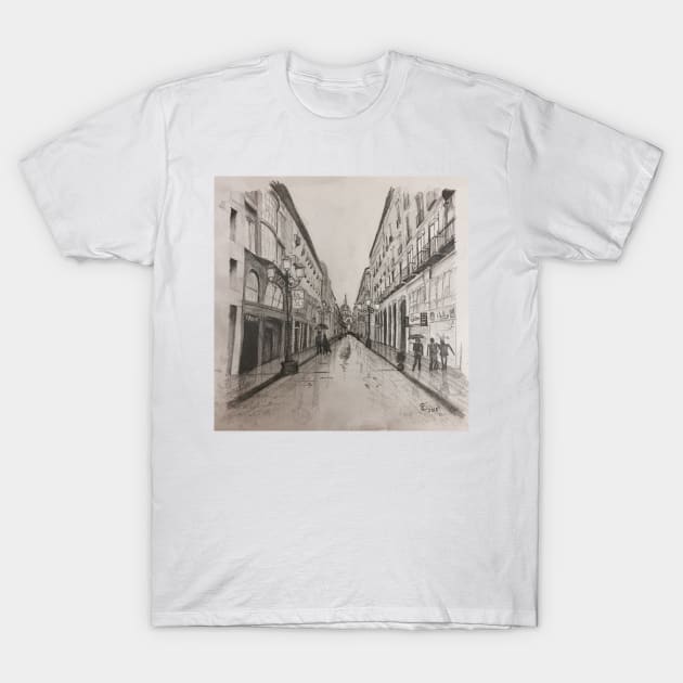 Rainy Street in Spain T-Shirt by emaeart